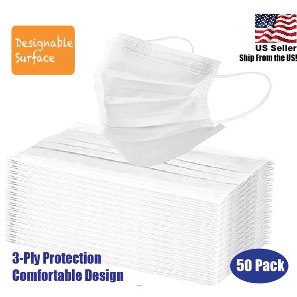 50 Disposable Face Cover - White and Designable Surface (Non-Medical)