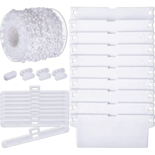 KAHEIGN 35Pcs Vertical Blind Accessories, 10M Bottom Chain and 10Pcs Chain Connector, 12Pcs 89mm Vertical Blind Top Hangers, 12Pcs Bottom Weights Slats - for 3.5 Inch/89 mm Vertical Blind