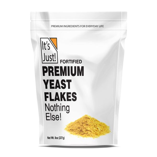 It's Just! - Yeast Flakes, Nutritional Yeast, Premium Fortified w/Vitamin B, Nooch, Vegan Cheese Substitute (8 Ounces)