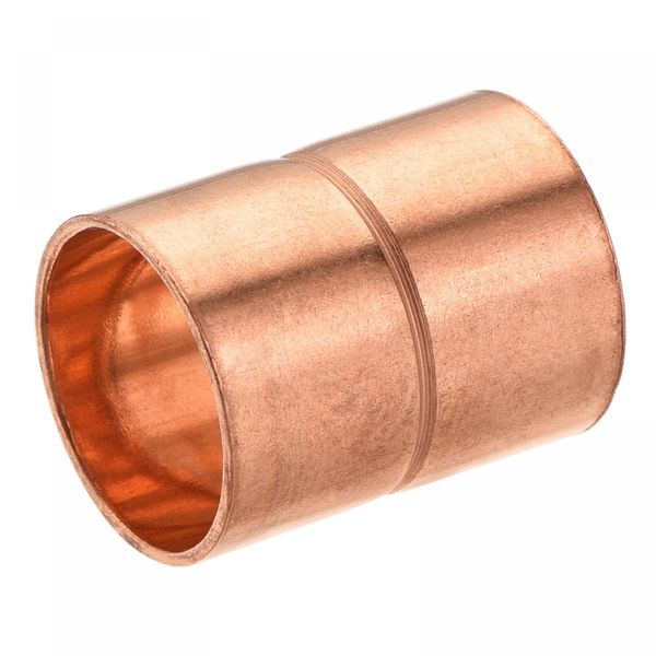 uxcell Copper Pipe Coupling 16mm Straight Connection Adapter with Rolled Tube Stop C x C Solder Connection for Plumbing