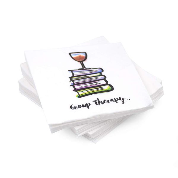 30 Pk, "Group Therapy" Cocktail 3-Ply Paper Party Napkins for Book Club, Wine Night, Womens Group, Galentine's Day or Girls Night