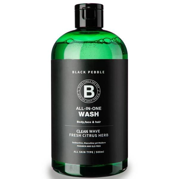 Black Pebble Men&#39;s Cleanser All-in-One Cooling Body Wash Clean Wave 500ml