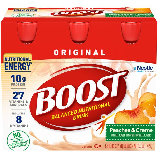 Boost Original Complete Nutritional Drink, Peaches & Creme, 8 oz, 6CT- Pack of 1