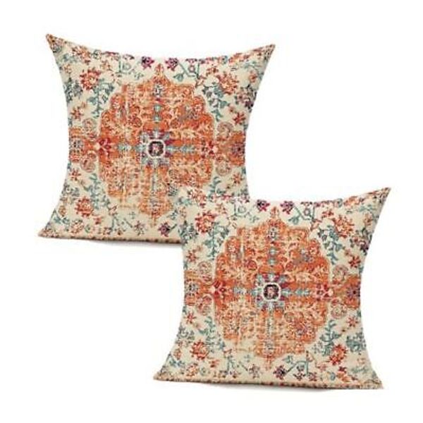 Outdoor Throw Pillow Covers 20X20 Set of 2 Boho 2 pieces, 20"x20" Brunt Orange