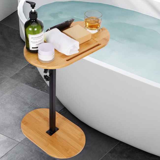  Small Bath Side Shelf Bamboo Bathtub Tray Table, Bathroom Tray  Adjustable Height, Foldable Bathtub Side Table Bath Tray Tub Shelf for  Luxury Bath Home Spa Bathtub Accessories and Gift Choice 