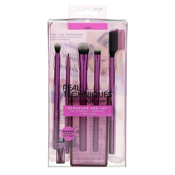 Real Techniques 💝 Enhanced Eye Set Brush Cup 91534 shadow eyeliner mascara 6PCS
