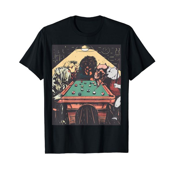 GAME NIGHT TIME DOGS ON BILLIARDS POOL TABLE SHOOTING 8 BALL T-Shirt