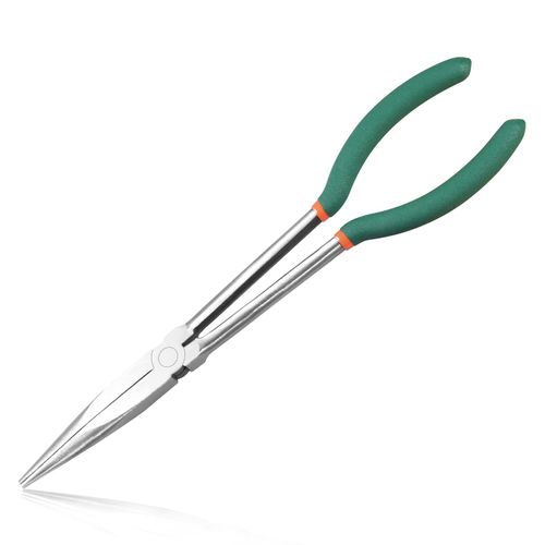 LEONTOOL 11 Inch Long Reach Needle Nose Pliers with Serrated Teeth Long Nose Pliers Straight Extra Long for Hard-to-Reach Narrow Spaces and Limited Clearance Areas