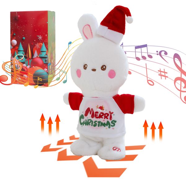 PowerPals Plush Bunny Toy Includes Christmas Easter Halloween Outfits Plus A Gifts Box It Walks Jumps Features Sound Movement Making It A Ideal Gifts for Kids White 11.2”