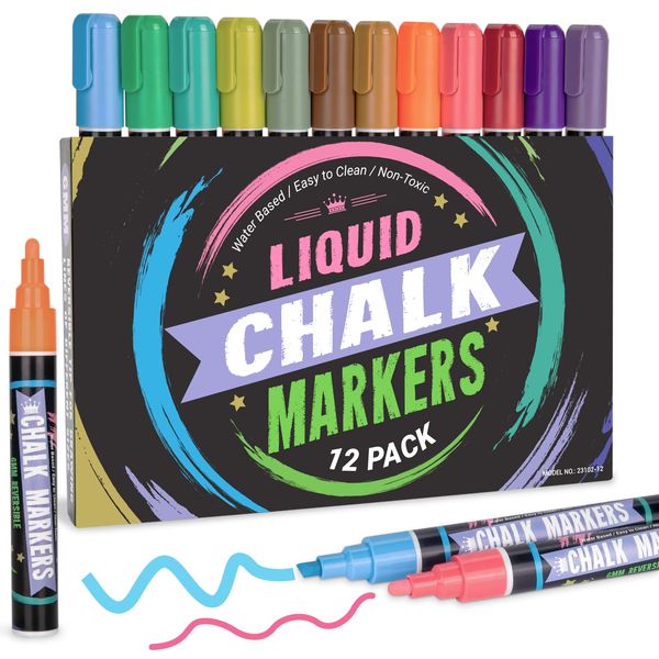 SAKEYR Kreidestifte für Tafel Abwaschbar, 12 Retro-Farbe Kreidestifte für Fenster 6mm Whiteboard Marker, Kreidemarker Fensterstifte für Fensterfarben Kinder