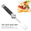 Camping Utensils Fork, Ergonomic Handle One Button Flick Multifunctional Folding Spring Fork Sturdy for Hiking (Black)