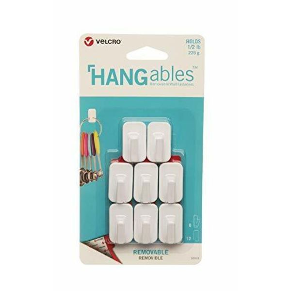 HANGables Removable Wall Hooks Lightweight Items, Holds 1/2 lb, White, 8-Pack