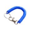 TATUM Coil Strap Elastic Spring Cord Spiral Cable Drop Proof Key Ring Carabiner, blue