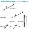 Lightweight Foldable Microphone Tripod Boom Stand Mount with 2 Mic Clip Holders