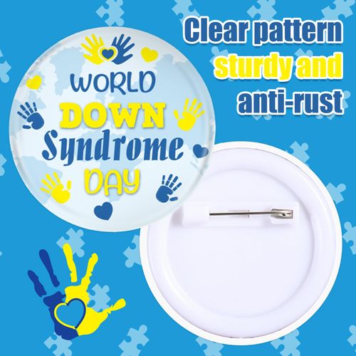 60 Pcs Down Syndrome Round Pins Brooch Button Pin Down Syndrome Lapel Badges Accessories for Clothing Bag Backpack Hat Decor Party Favor Supplies Gift
