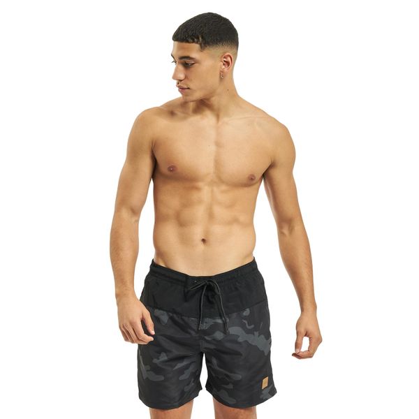 Urban Classics Men's Block Swim Shorts Trunks, Blk/Darkcamo, L