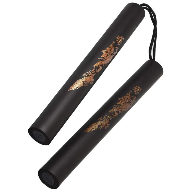 Asusee Nunchaku Beginners Martial Arts Training Lightweight Safety Design Rubber Practice Strength and Speed (Black)