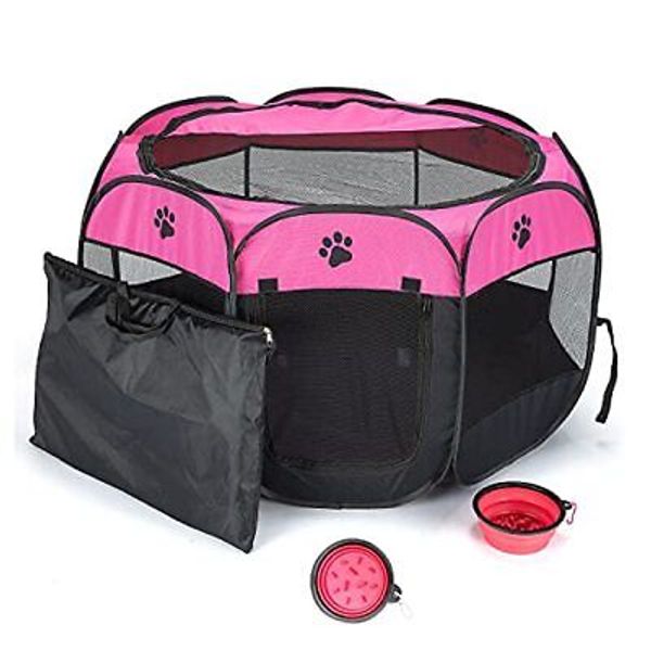 Soft Portable Foldable Pet Tent 8-Panel Mesh House Pet Playpen Kennel Denier ...