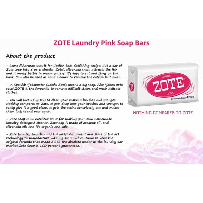 Zote Laundry Soap, Pink - 14.1 oz bar