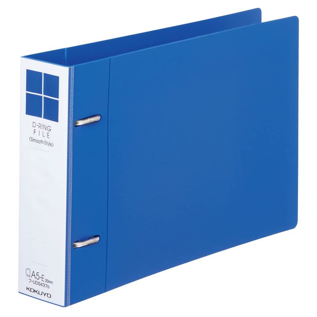 Kokuyo F-UDS437B File D-Ring File, Smooth Style, A5, Horizontal E Type, Holds 300 Sheets, Blue