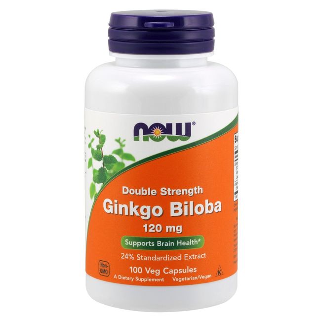 NOW Foods Ginkgo Biloba, Double Strength, 120 mg, 100 Veg Capsules