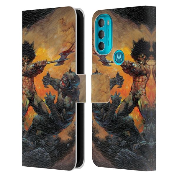 Head Case Designs Officially Licensed Frank Frazetta Viking Slayer Medieval Fantasy Leather Book Wallet Case Cover Compatible With Motorola Moto G71 5G