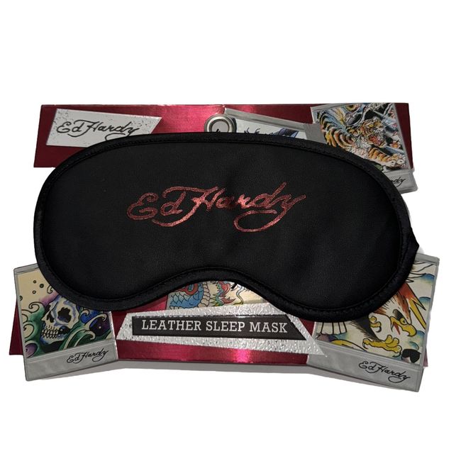 Ed Hardy Leather Padded Soft Comfortable Sleep Mask Adjustable Elastic Strap