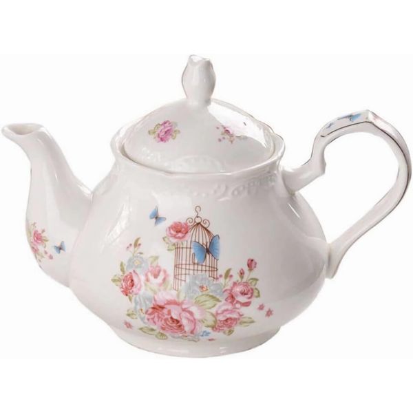 YBK Tech Strength Porcelain Coffee Pot Ceramic Teapot- Pink Rose (Teapot)