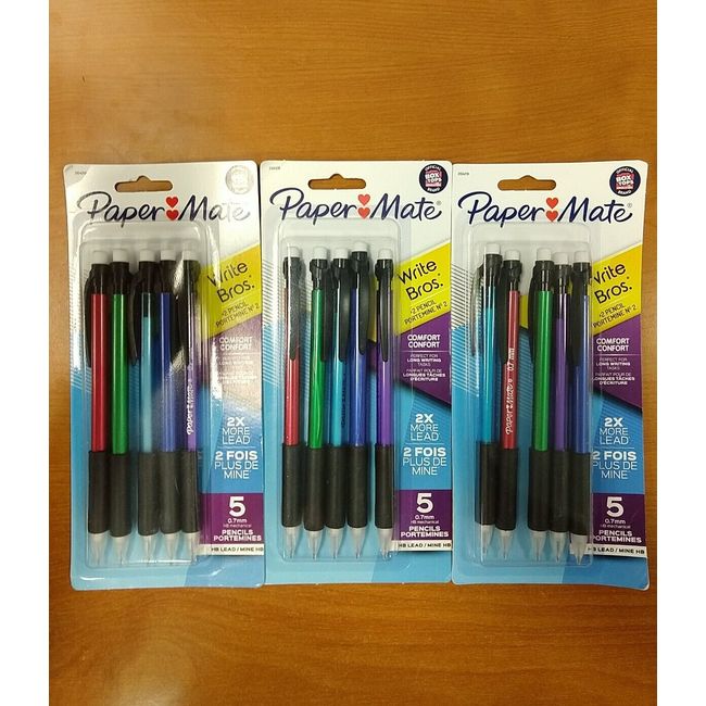 3 Packs of 5: Papermate Mechanical Pencils 5 Pack 15 total Assorted Colors - 5C