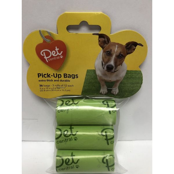 Pet Central Pick-Up Bags, 36 Bags-3 Rolls Of 12 Each Compostable Bags