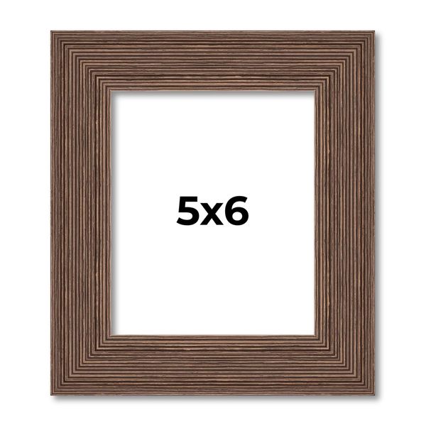 Poster Palooza 5x6 Brown Barnwood Distressed/Aged Wood Picture Frame - UV Acrylic Glass, Foam Board Backing & Hanging Hardware Included - 5x6 Inch Frame