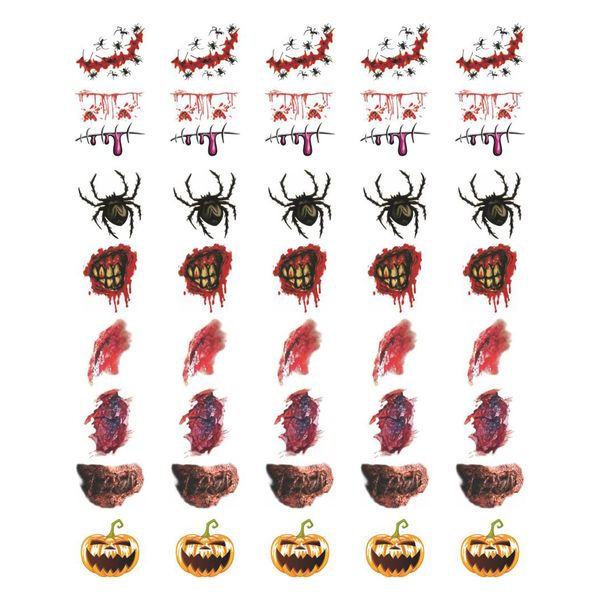 Womaha 40 Sheets Halloween Temporary Tiny Tattoo Sticker Single Pattern without Cutting More Safer
