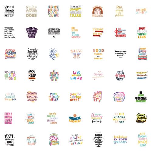 Inspirational Quote Stickers for Water Bottle, 50PCS Vinyl Motivational Stickers for Adults Women Teens, Waterproof Positive Stickers for Laptop Scrapbook Luggage Skateboard Journal