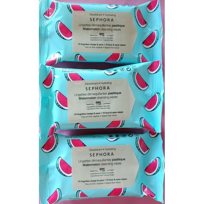 3x 10-Count Sephora Cleansing Wipes Watermelon Hydrating NIP Free Ship