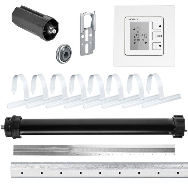 NOBILY Roller Shutter Complete Set for 60 mm (SW60) Octagonal Shaft Maxi Roller Shutter Motor 20 Nm + ZS1 Roller Shutter Timer + Mechanics Set, Total Length up to 2.75 m