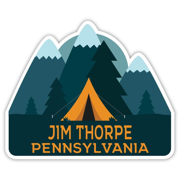 Jim Thorpe Pennsylvania Souvenir 4 Inch Vinyl Decal Sticker Camping Tent Design