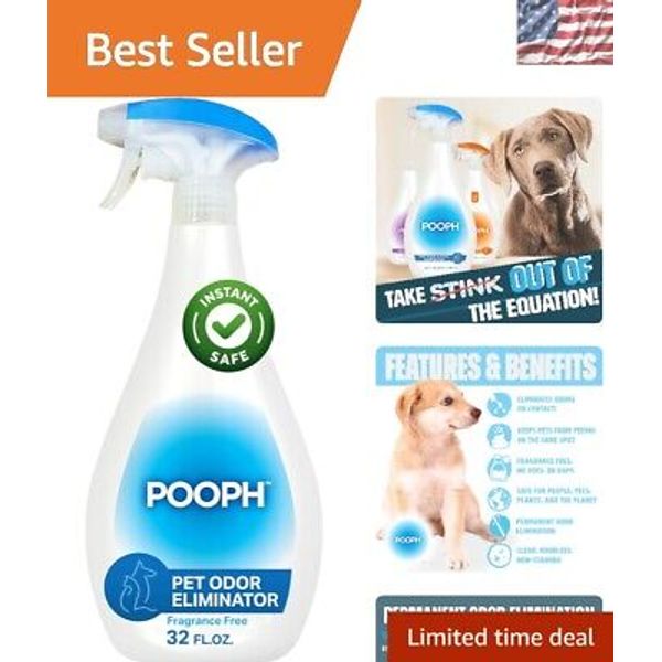 Instant Pet Odor Eliminator Spray - 32oz Clear Solution for Urine and Poop Odors