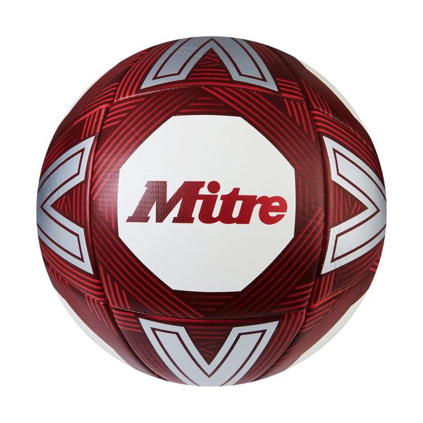 Mitre Intent Training Football | Enhanced Grip and Control | Durable Construction, White/Red, 5