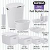 Superio Medium White Smoke Ribbed Storage Bin, Plastic Storage Basket (15 Liter)