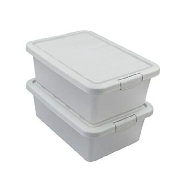 14 L Plastic Storage Box with Gray Lids, 2 Packs gray lid