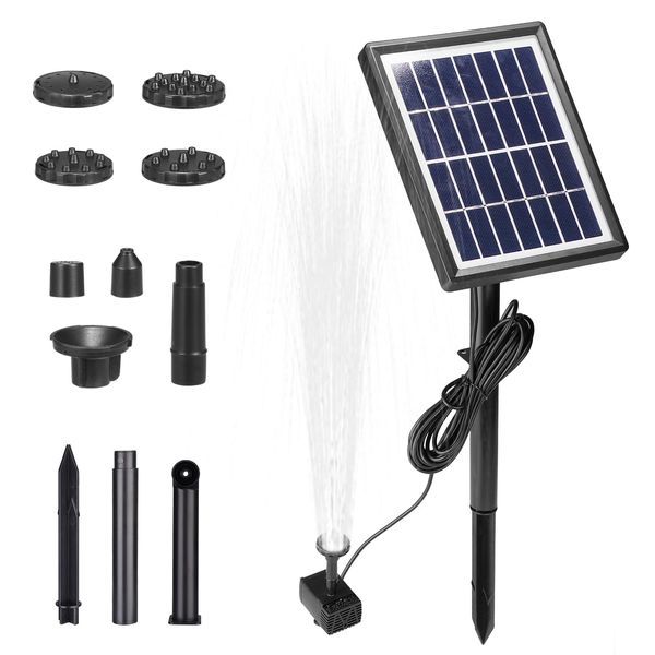 Solar Fountain Pump,Mini DIY Solar Powered Water Fountain, Garden Floating Solar Powered Water Feature Pump with 8 Nozzles Solar Panel Kit Water Pump for Garden Decoration,Fish Tank and Pond (3.5W)