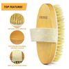 Dry Brushing Body Brush, POPCHOSE Natural Bristle Dry Skin Exfoliating Brush Body Scrub for Flawless Skin, Cellulite Treatment, Lymphatic Drainage and Blood Circulation Improvement, Medium Strength
