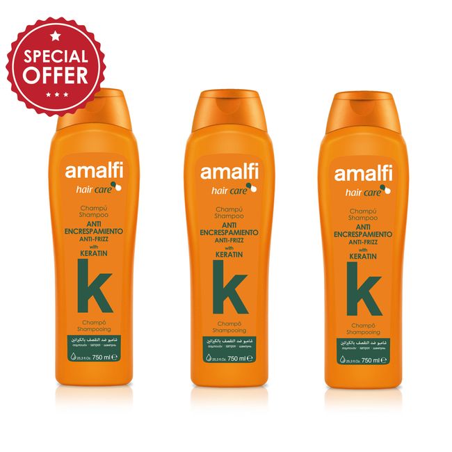 Amalfi keratin shampoo 25.3 oz, made in Spain (Pack 3 Units)