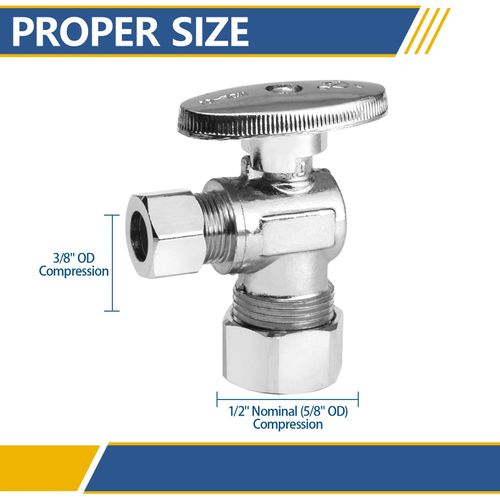 GUOFIS 10 Pack Angle Stop Valve,1/4 Turn Water Shut Off Valves,1/2" Nominal (5/8" OD) Compression Inlet x 3/8" OD Compression Outlet Shut-off Valve for Bathroom Toilet Kitchen Shower Plumbing