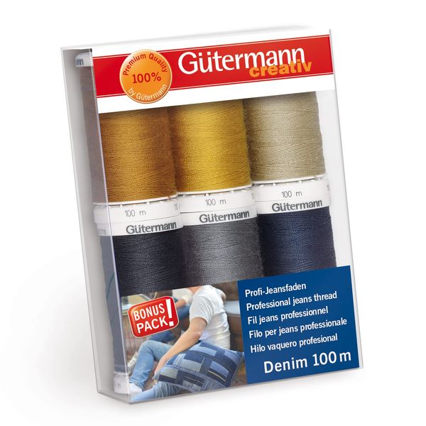Gütermann - Gütermann Assorted Colours Denim (100m) Sewing Thread Set - 6 Pieces