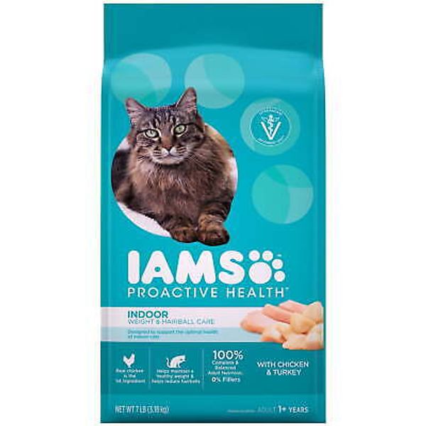 IAMS Proactive Health 100% Nutrition Chicken and Turkey Dry Cat Food 7 Lb Bag