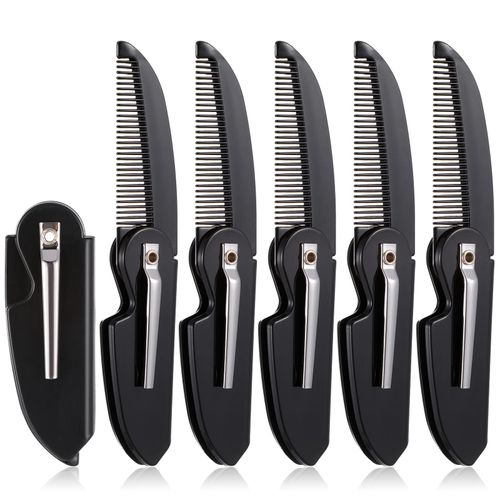 Yuanchu Pettine pieghevole per barba, piccolo pettine tascabile per uomini, portatile, per la cura quotidiana, lo styling di capelli barba o baffi