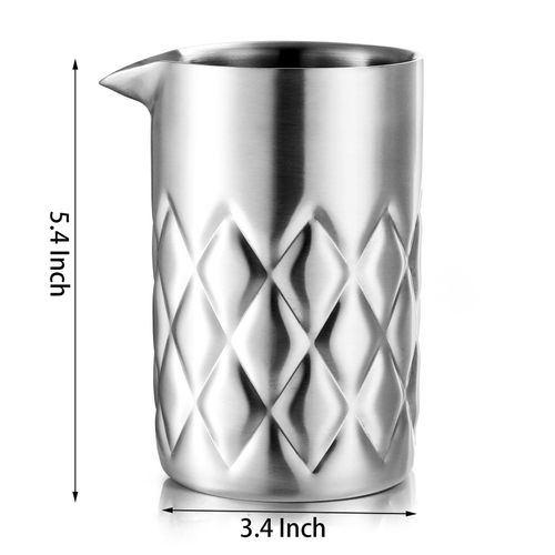 Nicunom Cocktail Mixing Glass, 18 Oz Stainless Steel Martini Stirring Glass, Double Walled Bar Mixing Pitcher, Cocktail Beaker, Seamless Glass Shaker With Weighted Bottom, Mixing Glass for Bartenders