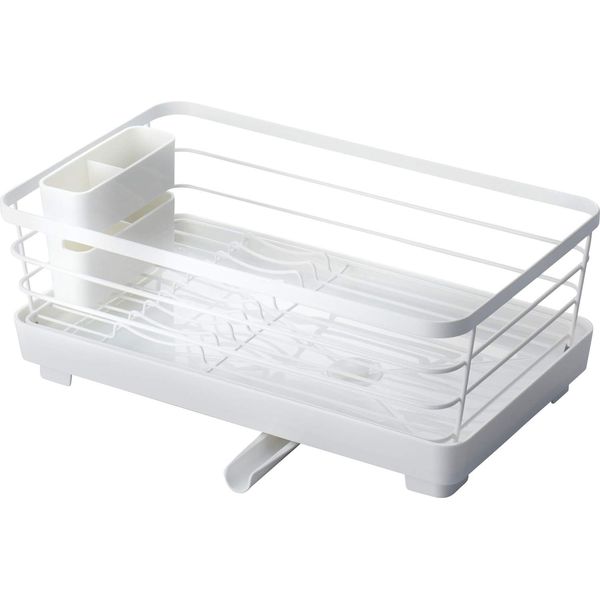 ASBEL Dish Drying Rack, White, 9.2 x 15.4 x 5.7 inches (23.2 x 39 x 14.5 cm), Pose, W-Coat Dish Drainer Slim