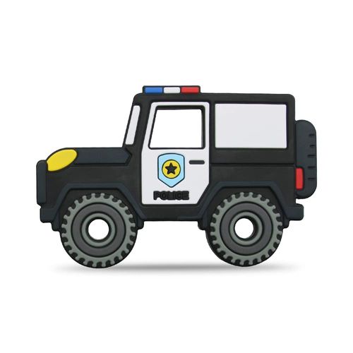 AmazingM Car Series Baby Teething Toys,Food Grade Silicone Chew Teether for 3 Months+ Infant Boy and Girl,Toddler Sensory Chewing Teether,BPA Free. (Police Car, Black)
